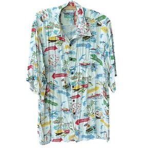 Reyn‎ Spooner Shirt XL Button Down Hawaiian Resort Vacation Travel Destination